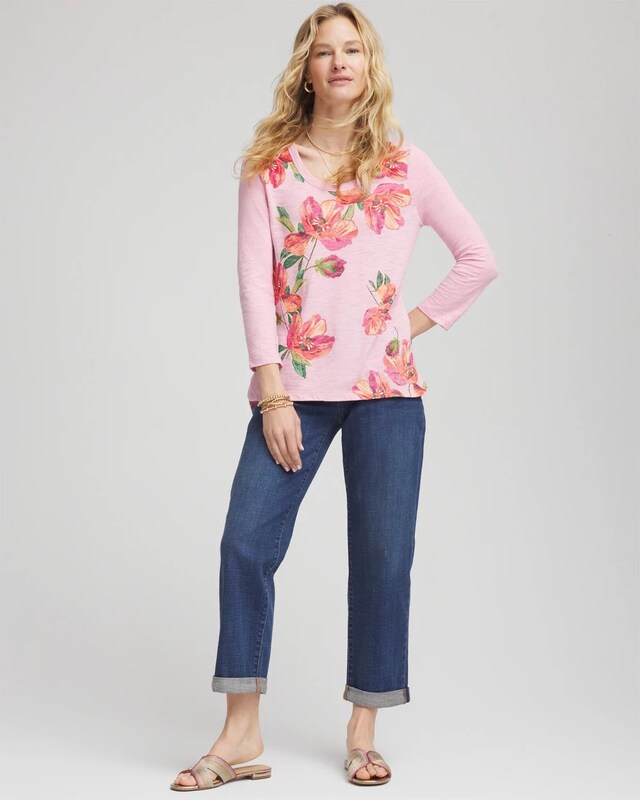 Floral 3/4 Sleeve Tee - image 2